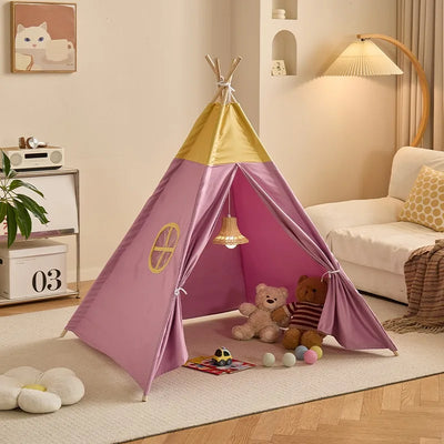 tipi pour enfant violet et jaune avec peluche