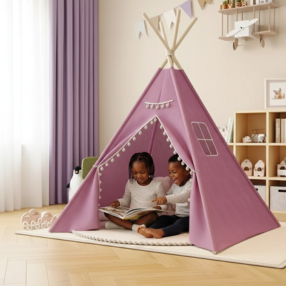 Tipi violet MueVio avec deux enfants noirs
