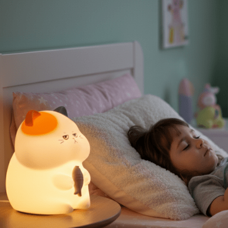 veilleuse chat greedy - veilleuse silicone enfant rechargeable - Mon Univers Enfant