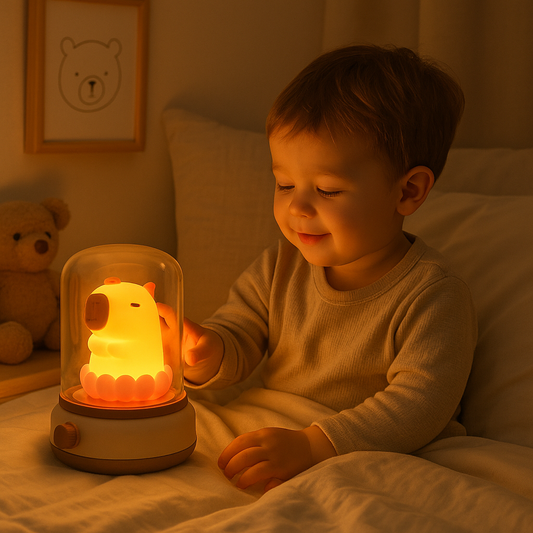 veilleuse enfant capybara avec enfant