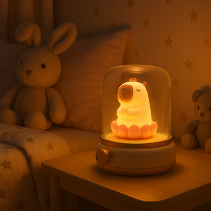 veilleuse enfant capybara jaune  dans chambre enfant