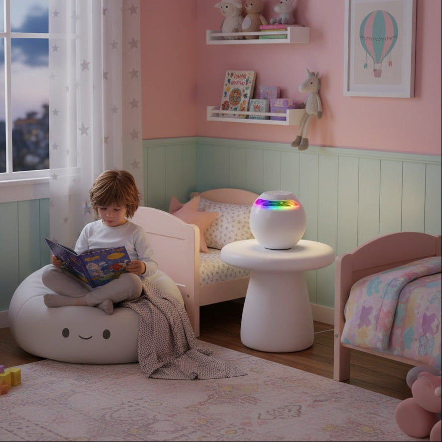 veilleuse enfant musibright blanc dans chambre d'enfant