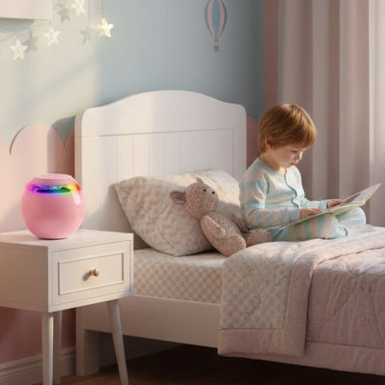 veilleuse enfant musibright rose dans chambre d'enfant