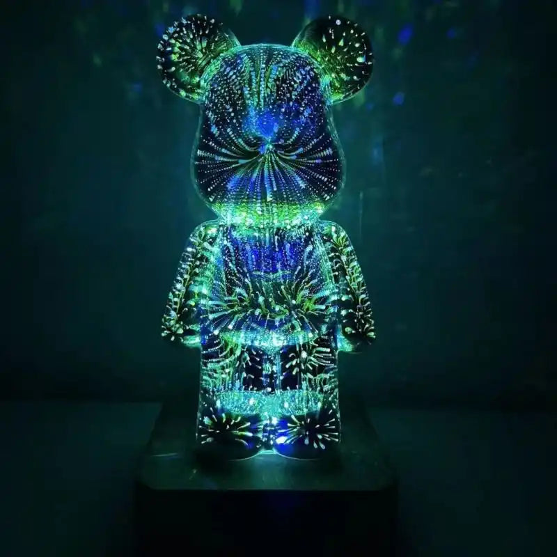 veilleuse ours enfant étincelante lampe 3d feux d'artifice molight de face