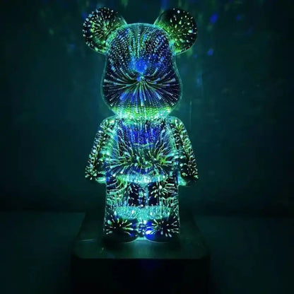 veilleuse ours enfant étincelante lampe 3d feux d'artifice molight de face