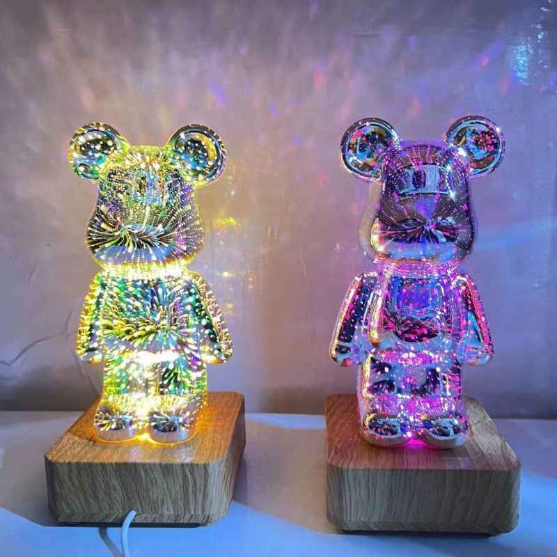 veilleuse ours enfant étincelante lampe 3d feux d'artifice molight