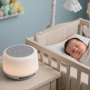 veilleuse white noise au chevet de bébé